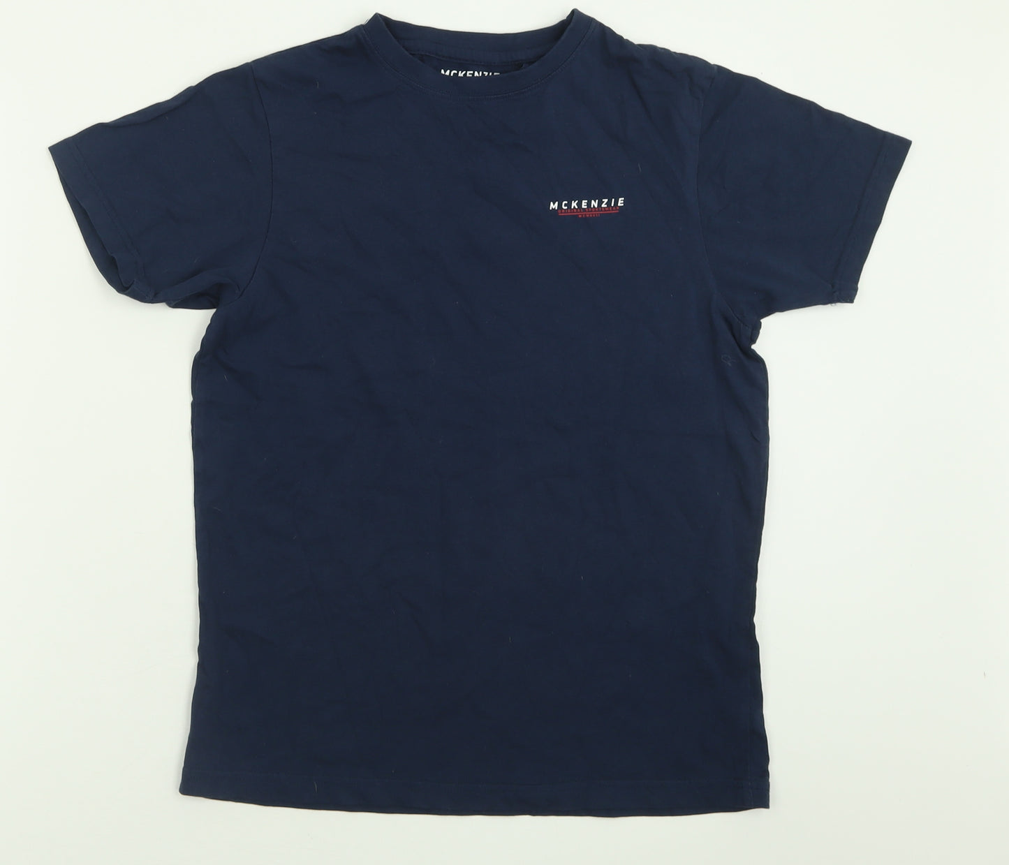 McKenzie Boys Blue  Cotton Basic T-Shirt Size 13-14 Years Crew Neck Pullover