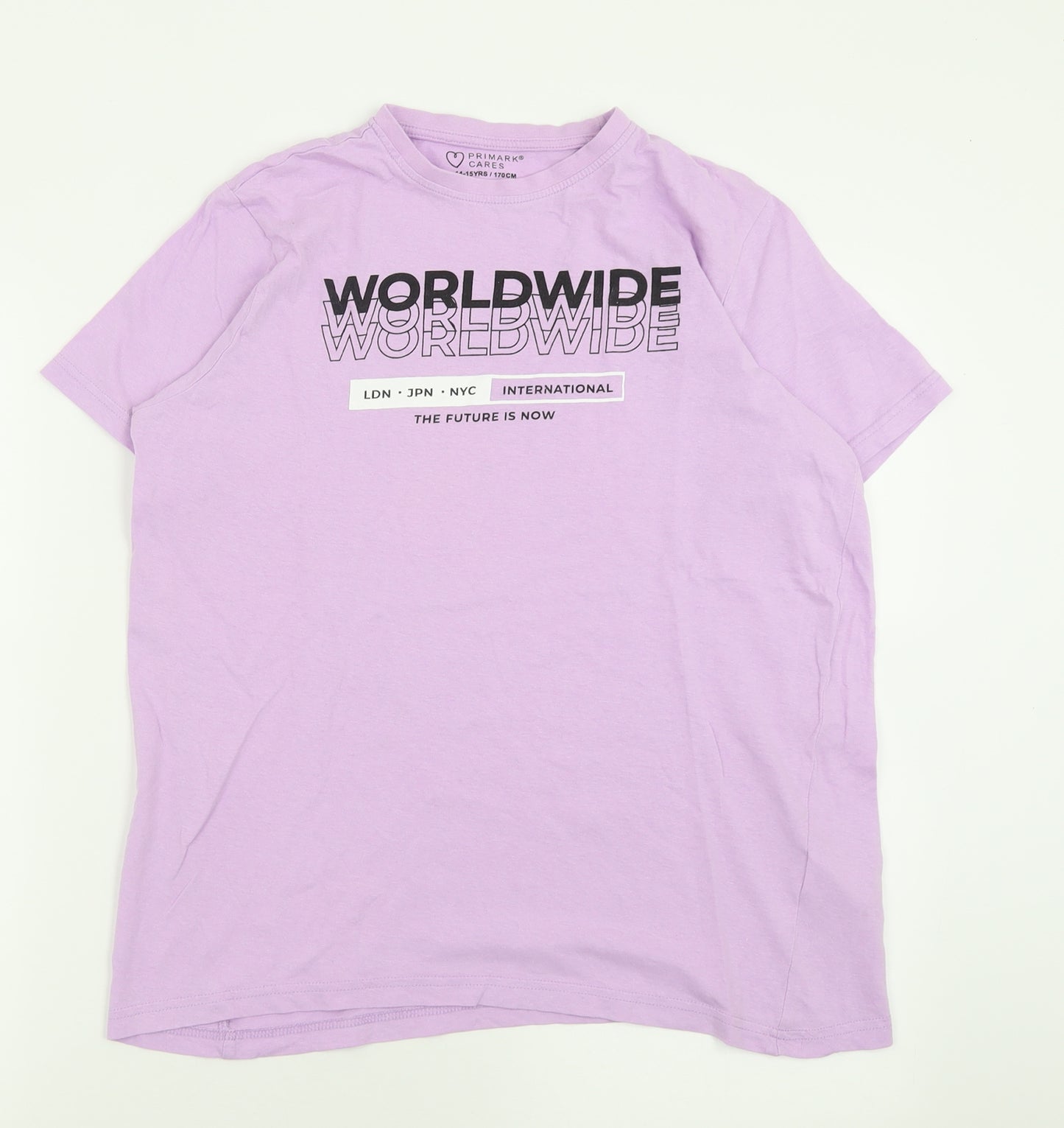 Primark Girls Purple  Cotton Basic T-Shirt Size 14-15 Years Crew Neck Pullover - Worldwide