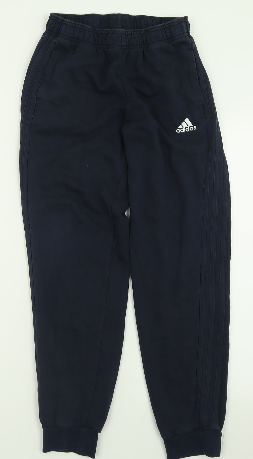 adidas Boys Blue Striped Cotton Jogger Trousers Size 13-14 Years  Regular Tie