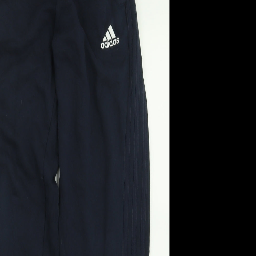 adidas Boys Blue Striped Cotton Jogger Trousers Size 13-14 Years  Regular Tie