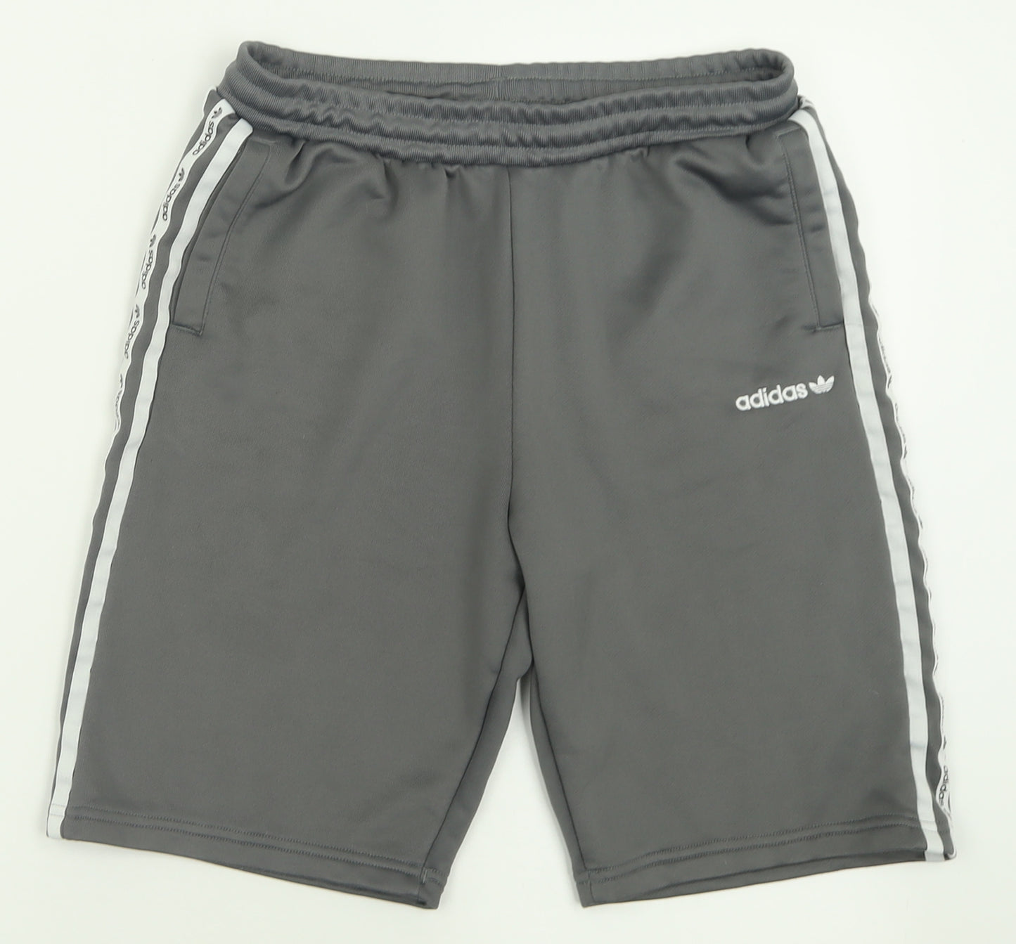 adidas Boys Grey Striped Polyester Sweat Shorts Size 13-14 Years  Regular Tie