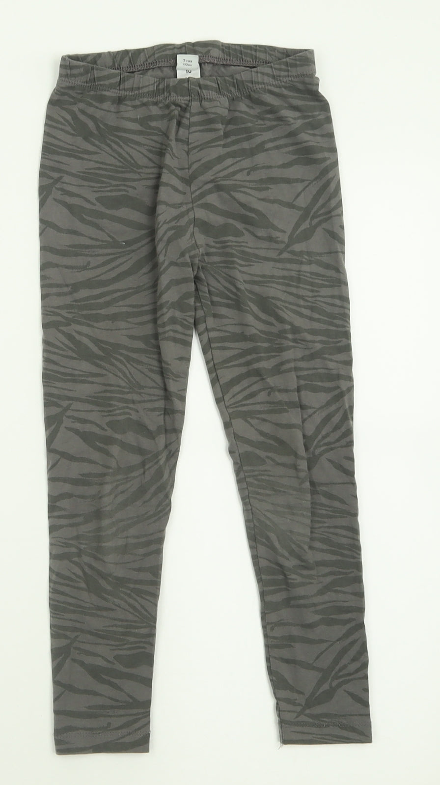 TU Girls Grey Animal Print Cotton Capri Trousers Size 7 Years  Regular Pullover