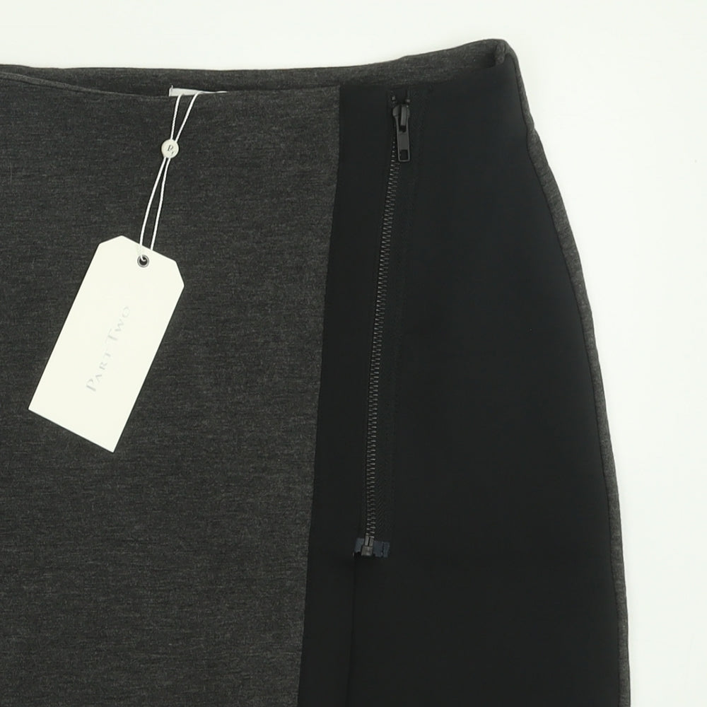 Part Two Womens Grey  Polyester Straight & Pencil Skirt Size M   Zip
