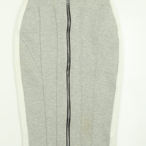 River Island Womens Grey  Polyester A-Line Skirt Size 8   Zip