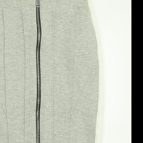 River Island Womens Grey  Polyester A-Line Skirt Size 8   Zip