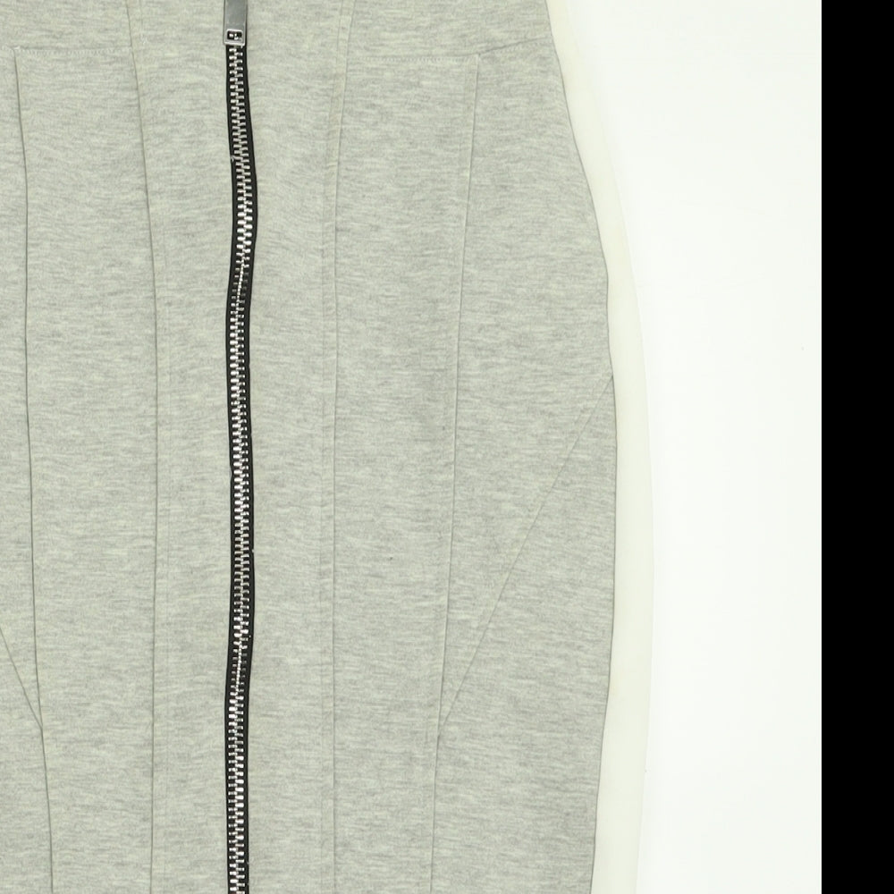 River Island Womens Grey  Polyester A-Line Skirt Size 8   Zip