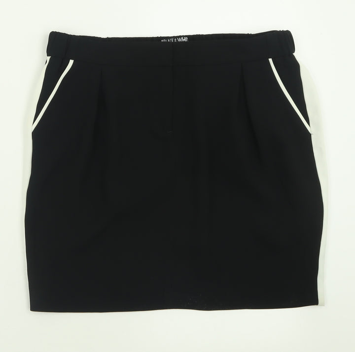 sOliver Womens Black Polyester A-Line Skirt Size 10 Hook & Eye