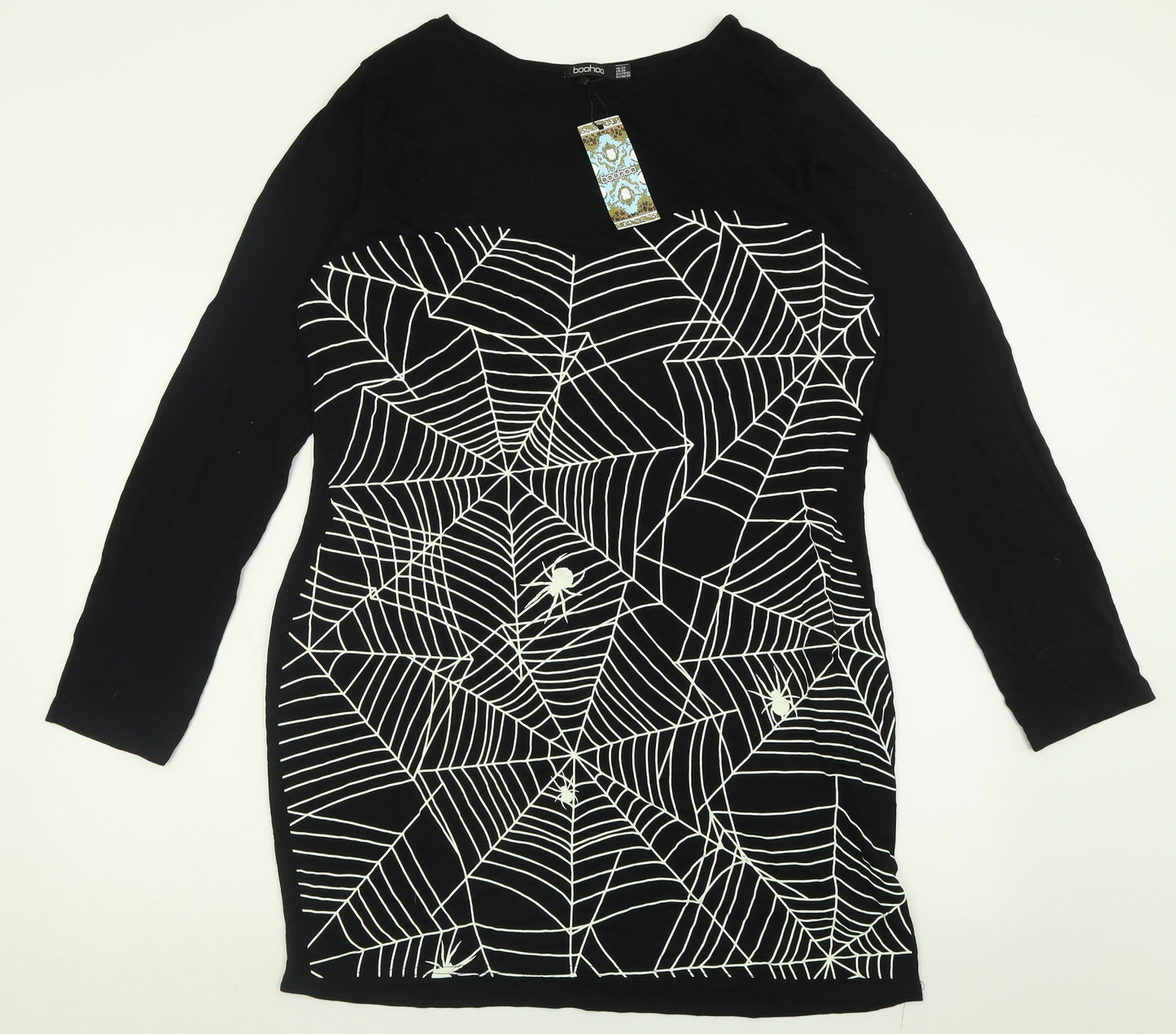 Boohoo Womens Black  Viscose A-Line  Size 24  Crew Neck Pullover - halloween