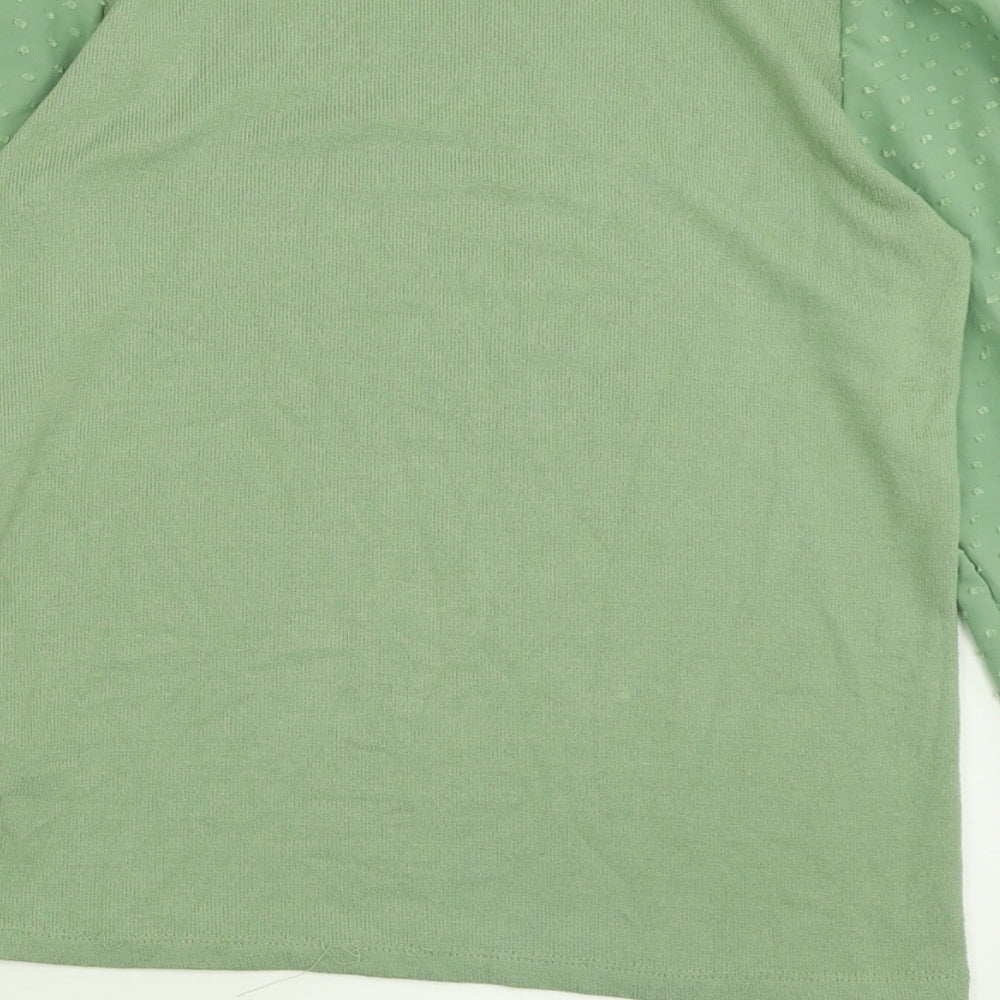 Stradivarius Womens Green Crew Neck  Viscose Pullover Jumper Size S
