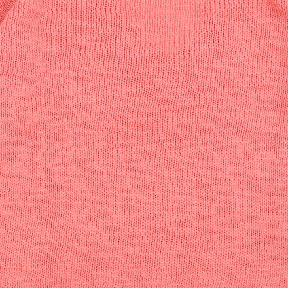 H&M Womens Pink V-Neck  Acrylic Pullover Jumper Size M