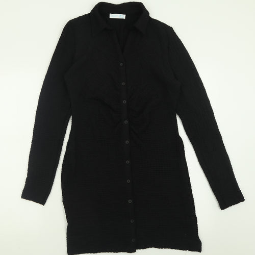 Primark Womens Black  Polyester Bodycon  Size 16  V-Neck Button