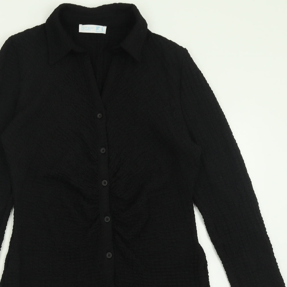 Primark Womens Black  Polyester Bodycon  Size 16  V-Neck Button