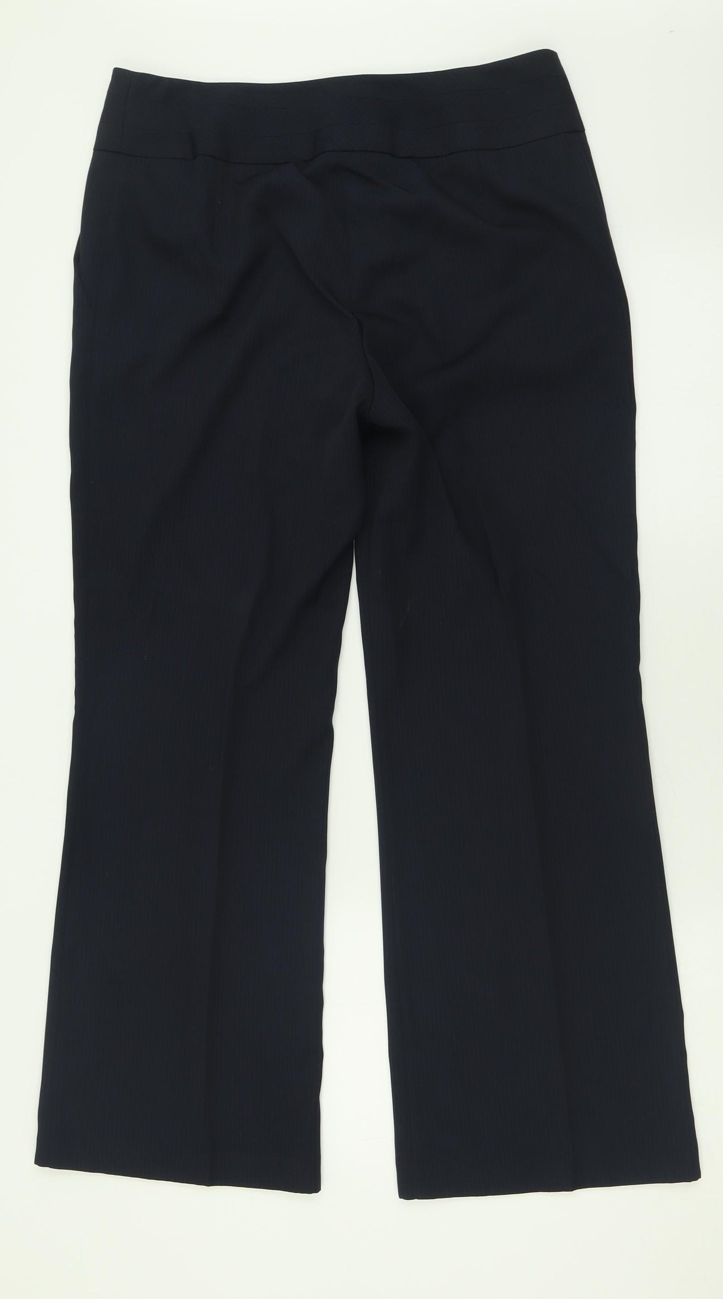 Marks and Spencer Womens Blue  Polyester Trousers  Size 12 L29 in Regular Button