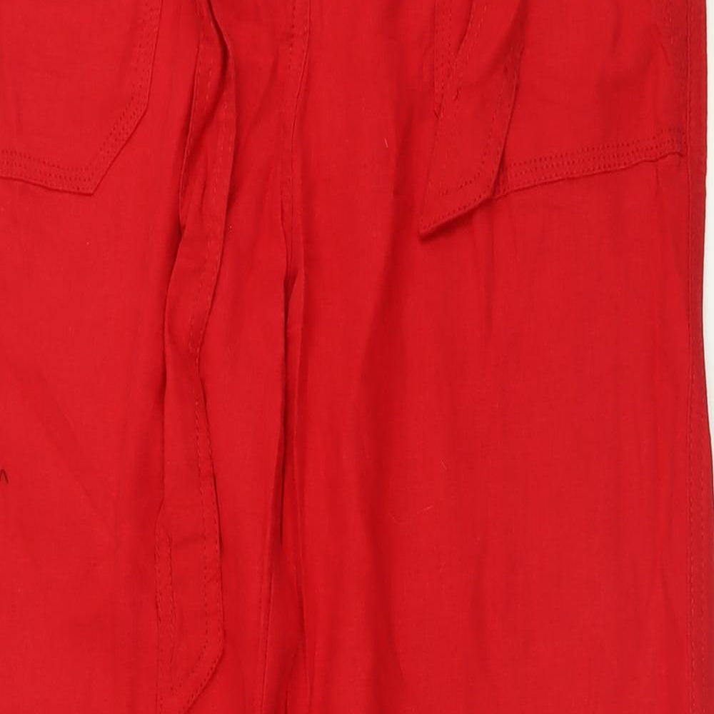 Marks and Spencer Womens Red  Linen Trousers  Size 12 L30 in Regular Button