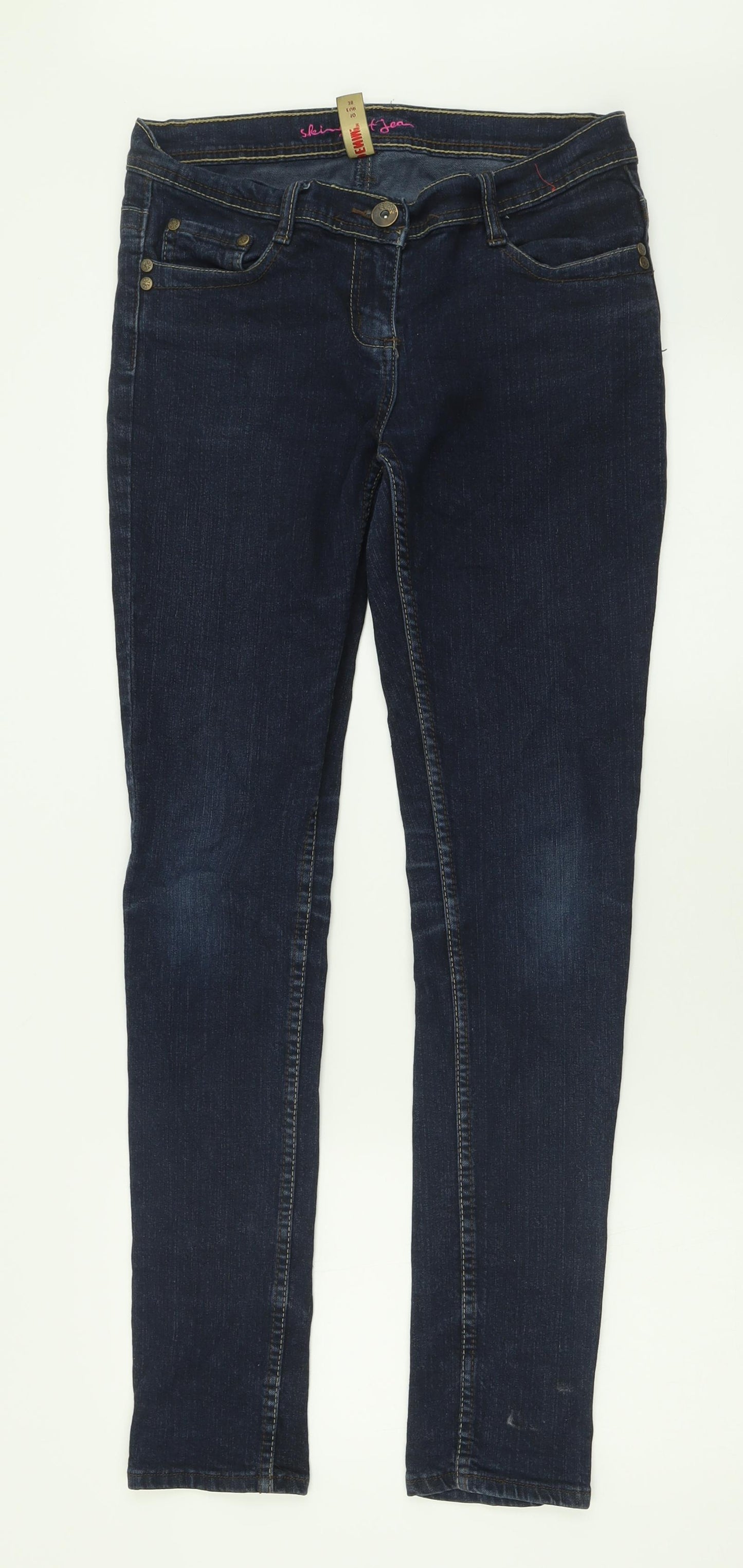 Denim & Co. Womens Blue  Cotton Skinny Jeans Size 10 L31 in Regular Button