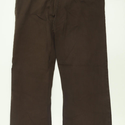 Wallis Womens Brown  Cotton Trousers  Size 12 L28 in Regular Button
