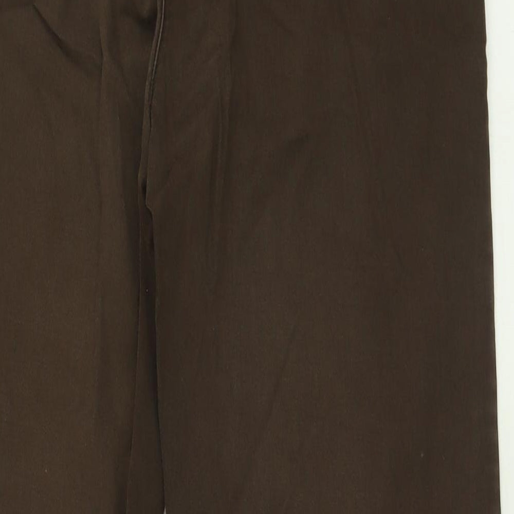 Wallis Womens Brown  Cotton Trousers  Size 12 L28 in Regular Button