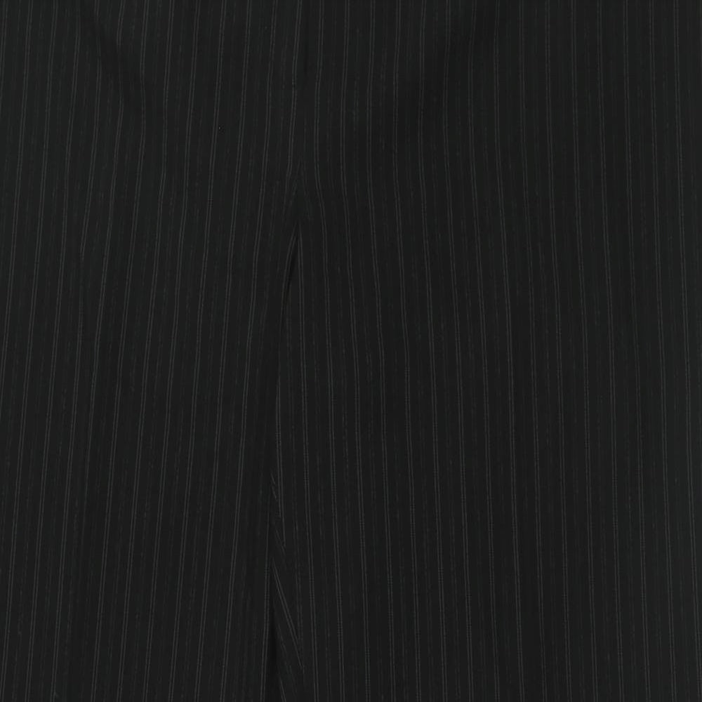 Debenhams Womens Black Striped Polyester Trousers  Size 12 L29 in Regular Hook & Eye