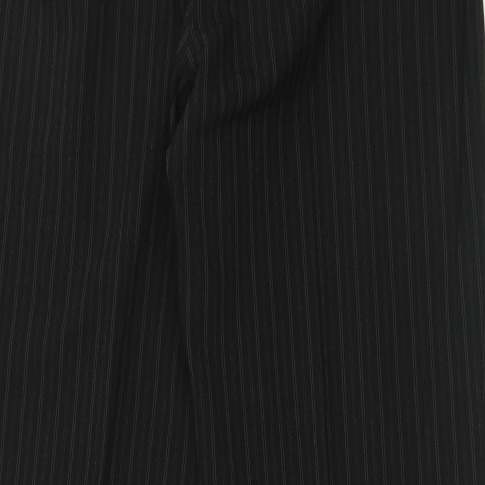 Debenhams Womens Black Striped Polyester Trousers  Size 12 L29 in Regular Hook & Eye