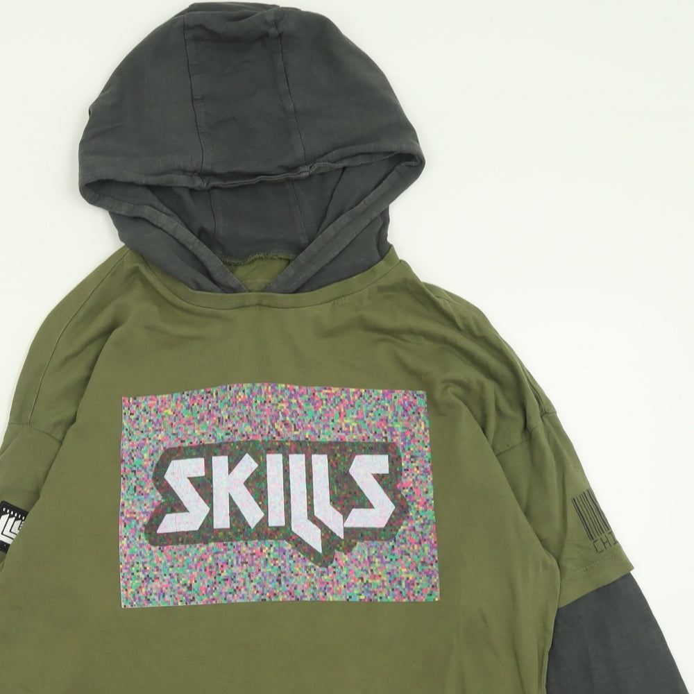 NEXT Boys Green  Cotton Pullover Hoodie Size 12 Years  Pullover