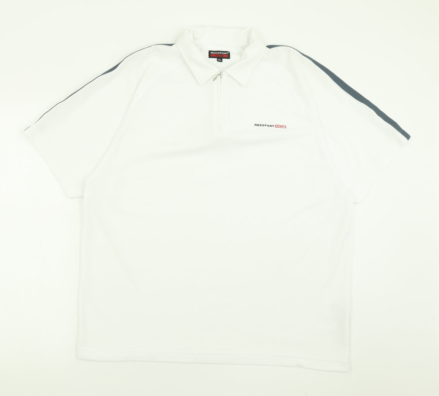 Rockport Mens White  Polyester  Polo Size XL Collared Zip