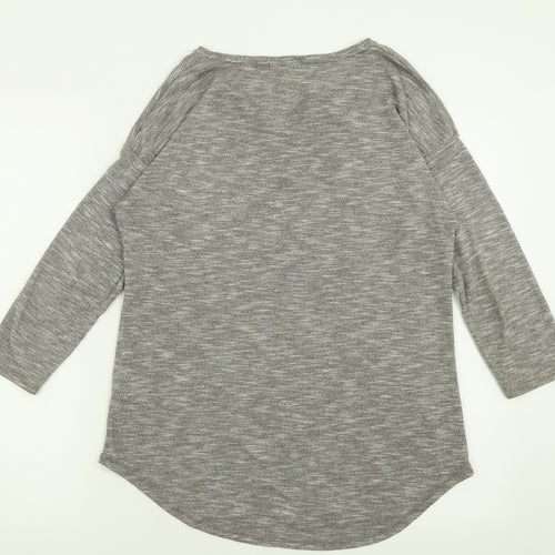 Papaya Womens Grey  Polyester Basic T-Shirt Size 12 V-Neck