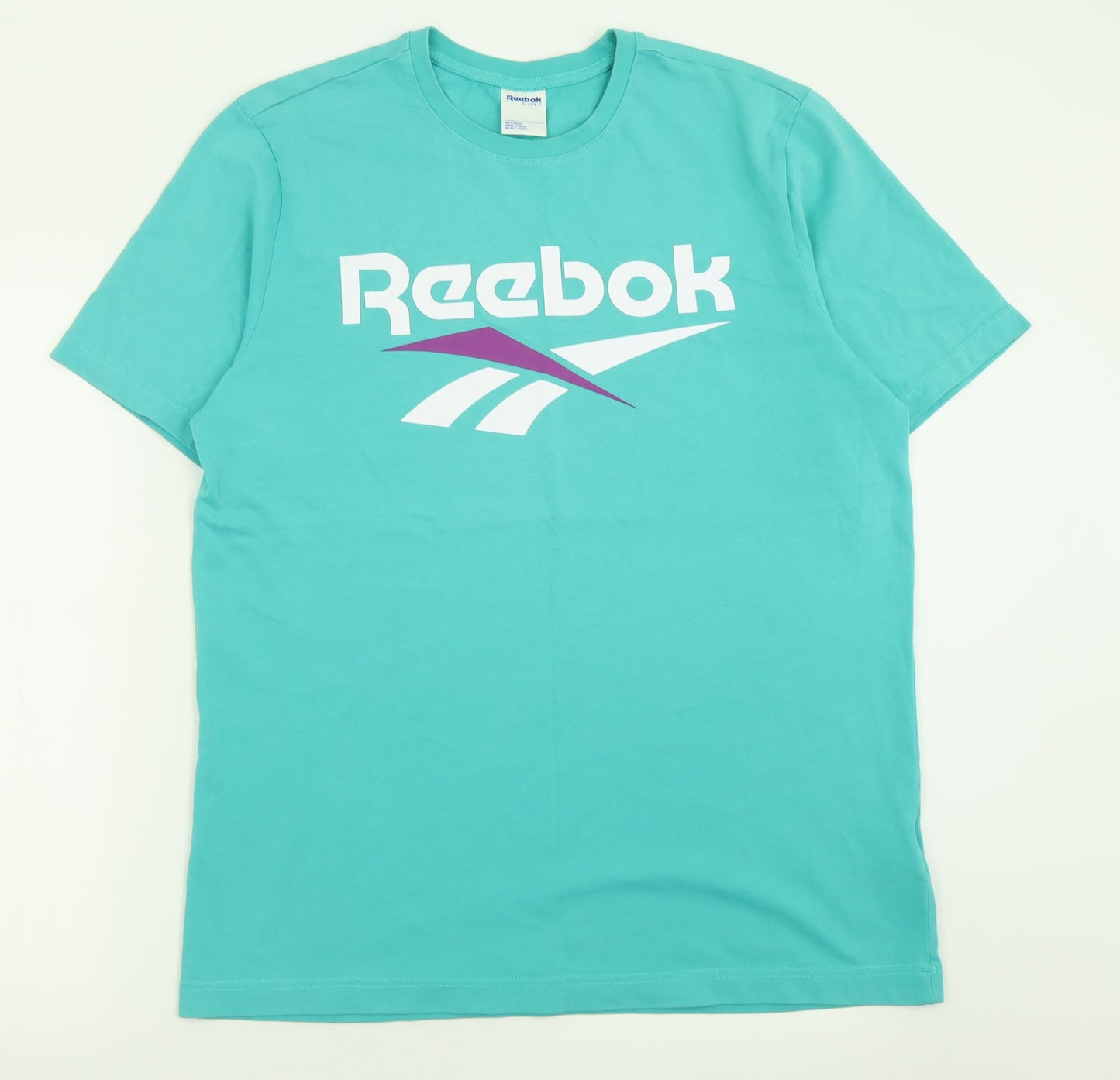 Reebok Womens Blue  Cotton Basic T-Shirt Size L Crew Neck