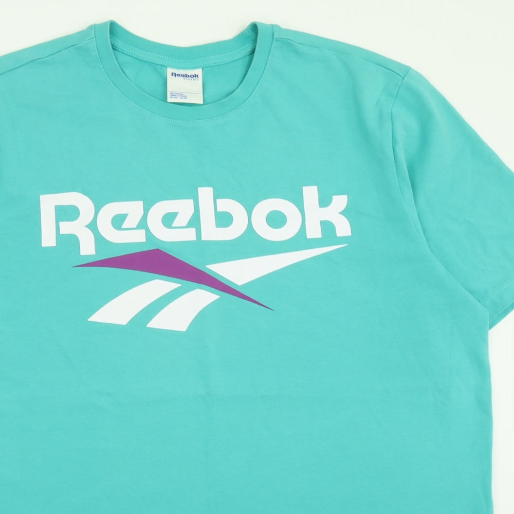 Reebok Womens Blue  Cotton Basic T-Shirt Size L Crew Neck