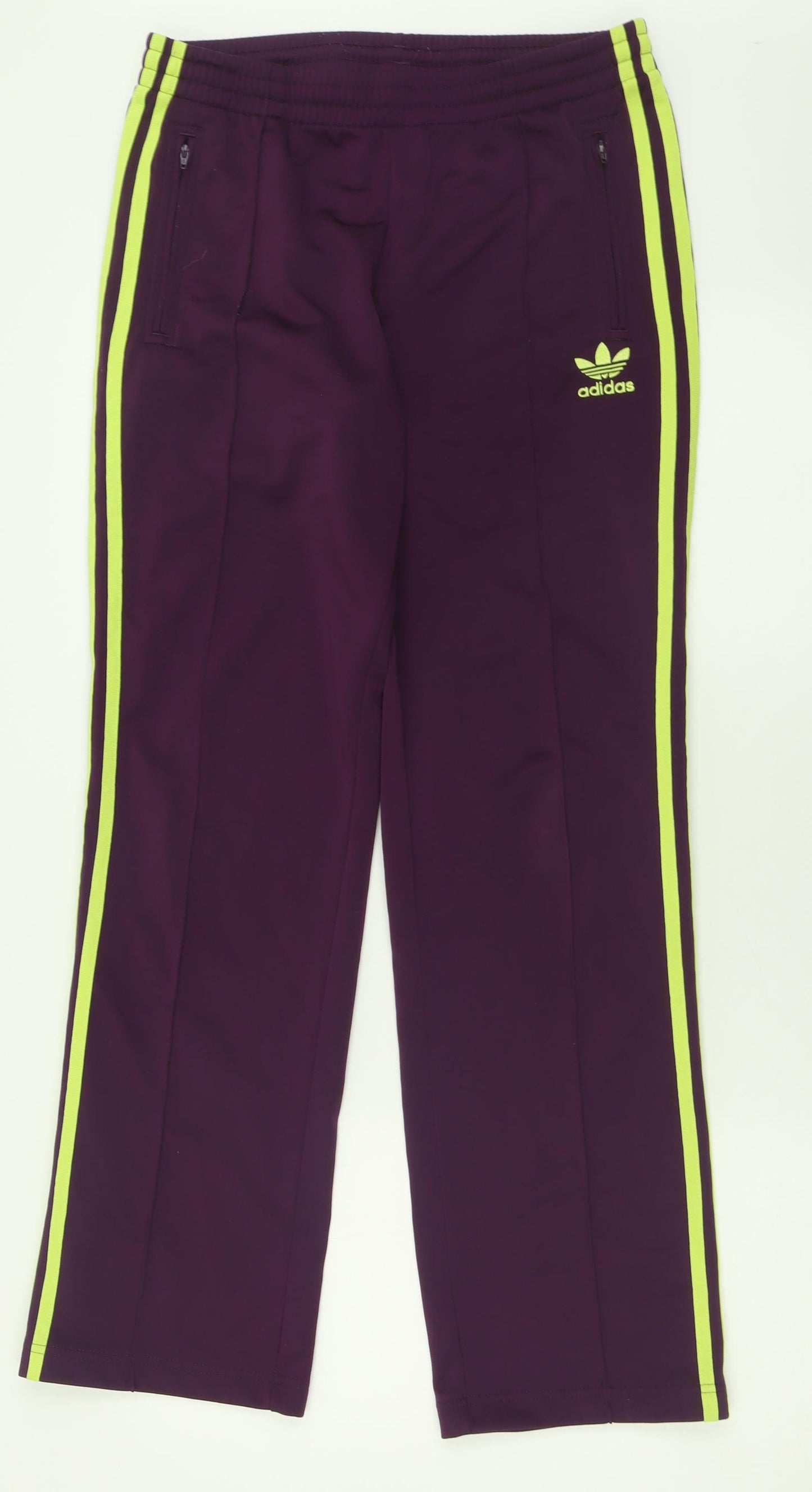adidas Womens Purple Striped Polyester Jogger Trousers Size 12 L31 in Regular Tie