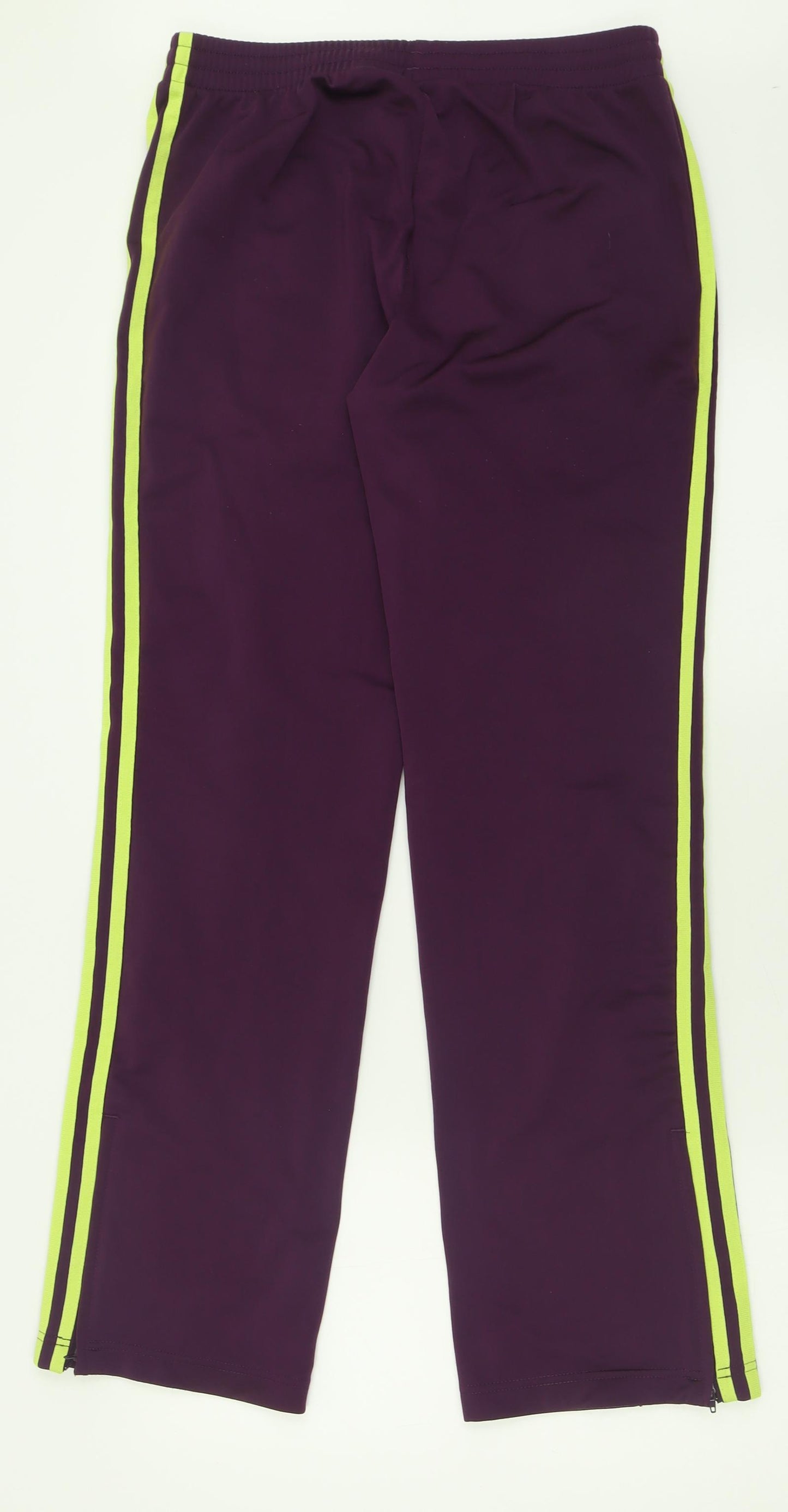 adidas Womens Purple Striped Polyester Jogger Trousers Size 12 L31 in Regular Tie