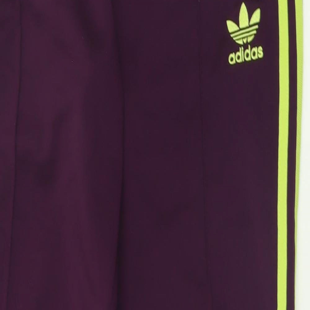 adidas Womens Purple Striped Polyester Jogger Trousers Size 12 L31 in Regular Tie