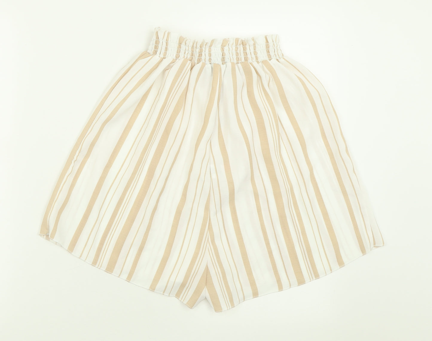 Boohoo Womens Beige Striped Polyester Bermuda Shorts Size L  Regular Pull On