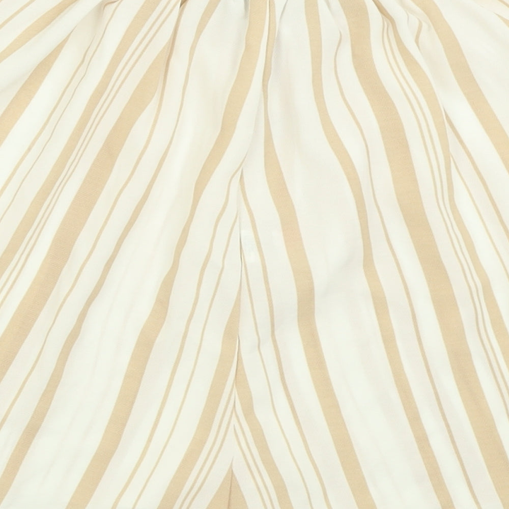 Boohoo Womens Beige Striped Polyester Bermuda Shorts Size L  Regular Pull On