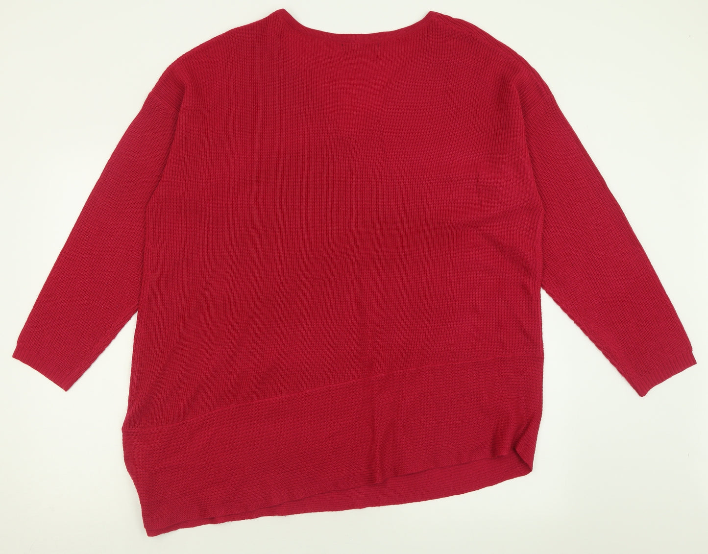 Evans Womens Pink V-Neck  Acrylic Pullover Jumper Size 22