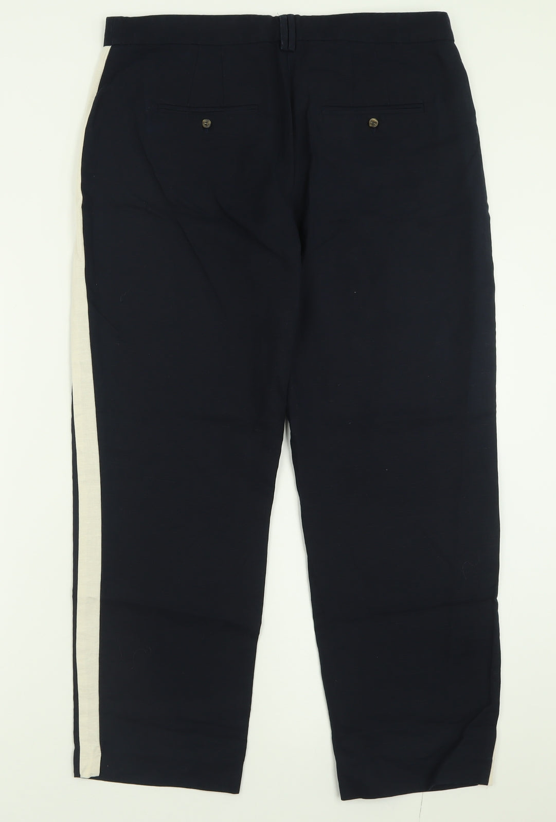 Marks and Spencer Womens Blue  Linen Trousers  Size 12 L27 in Regular Hook & Eye