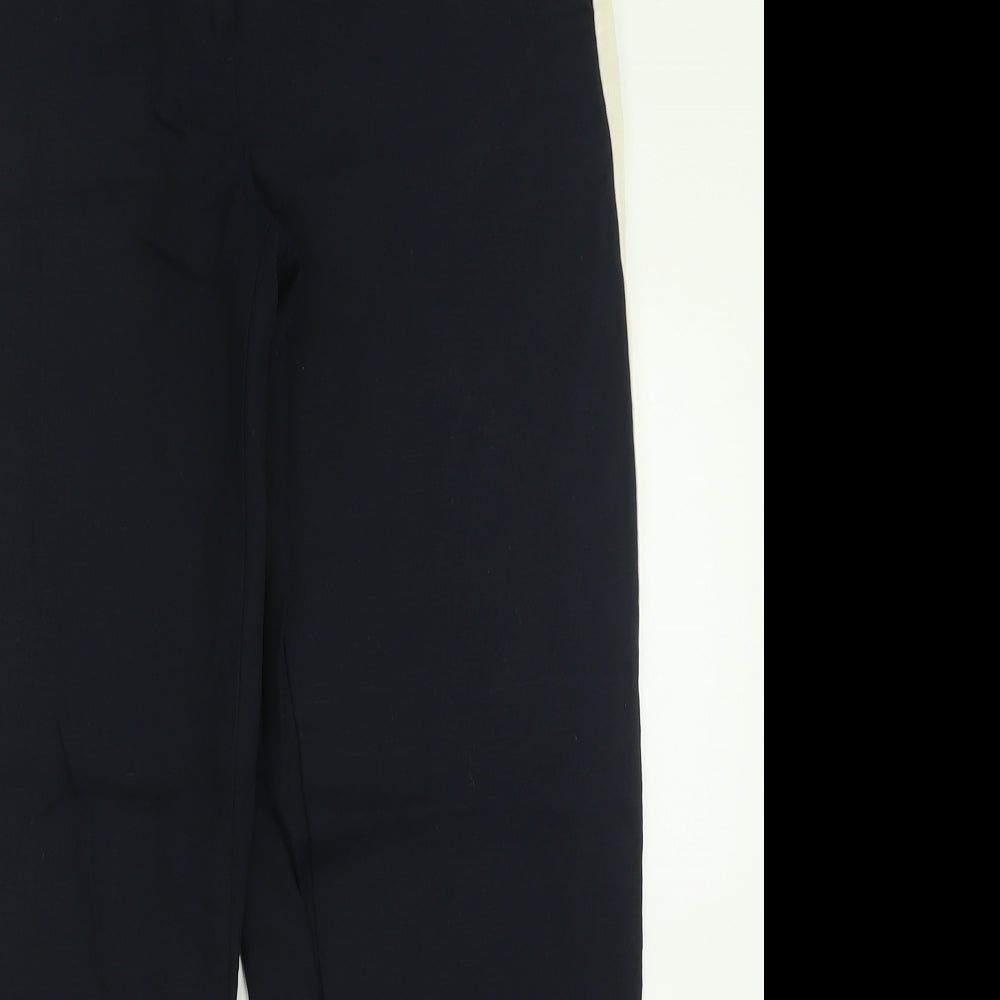 Marks and Spencer Womens Blue  Linen Trousers  Size 12 L27 in Regular Hook & Eye