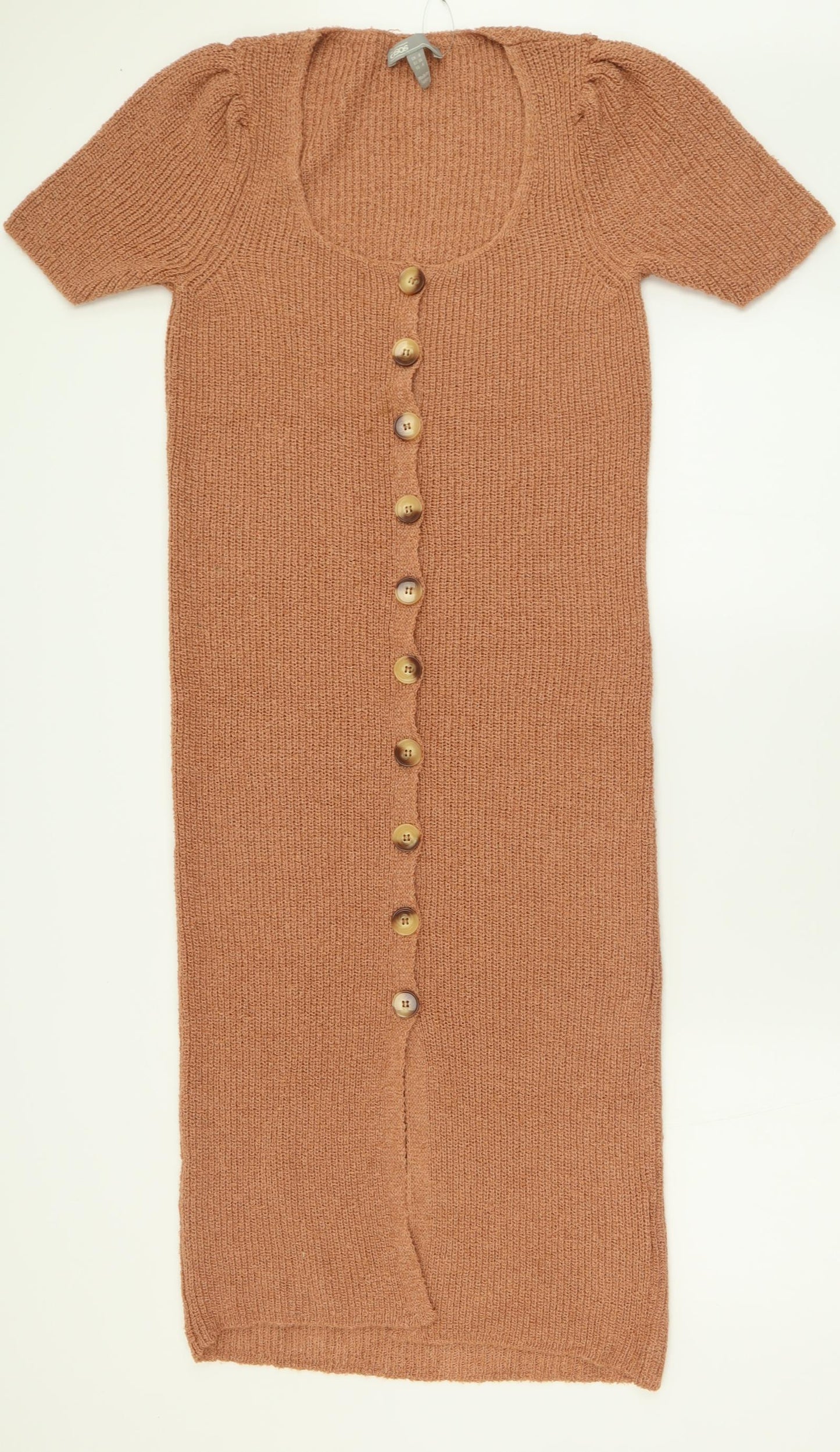 ASOS Womens Brown  Acrylic Bodycon  Size 8  Scoop Neck Button