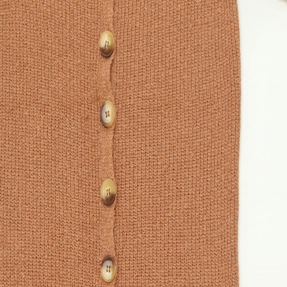 ASOS Womens Brown  Acrylic Bodycon  Size 8  Scoop Neck Button