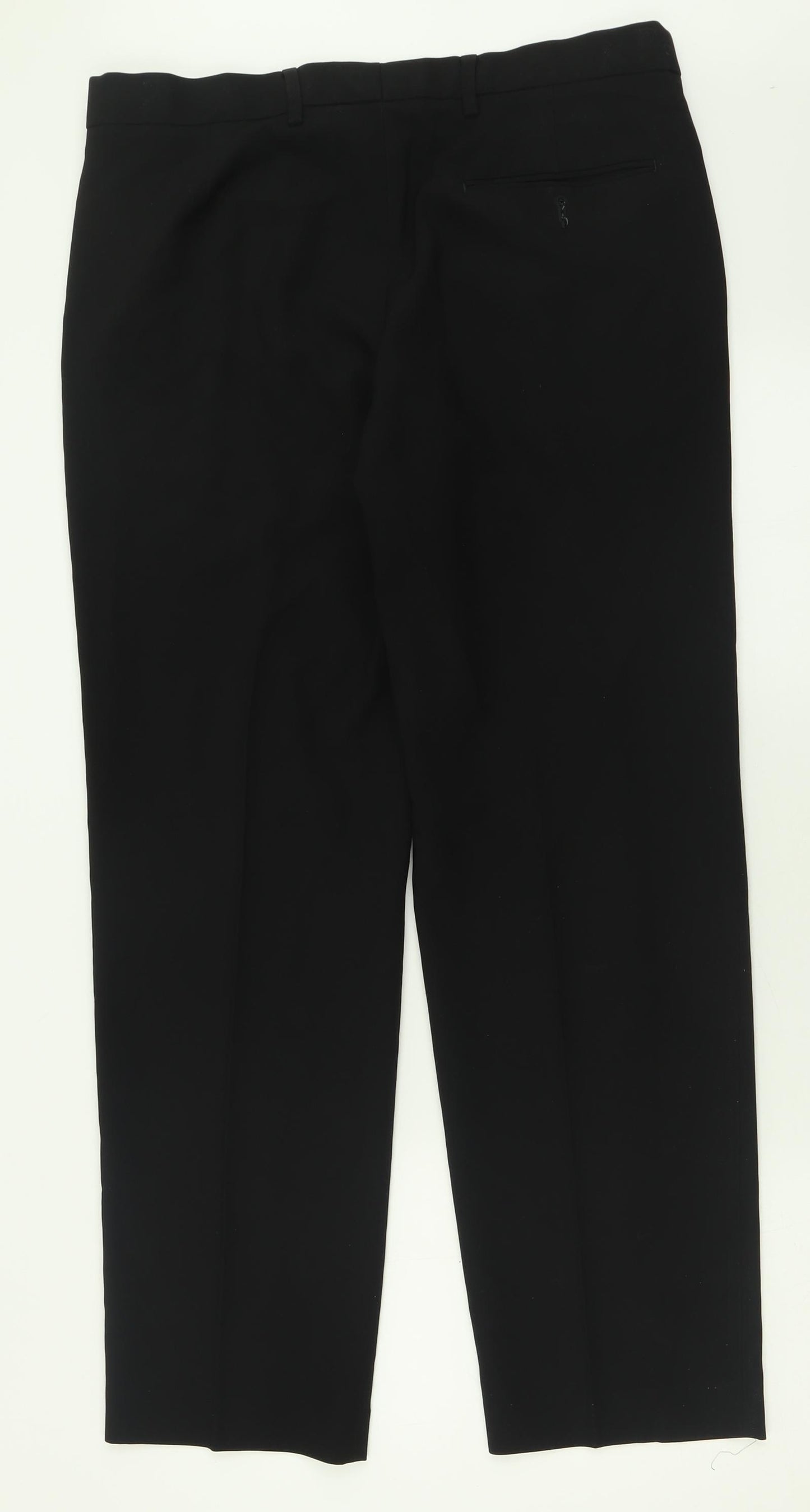 Marks and Spencer Mens Black  Polyester Trousers  Size 34 L31 in Regular Button