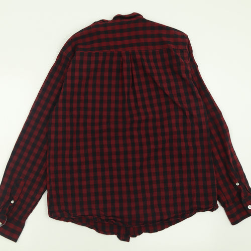 Springfield Mens Red Plaid Cotton  Button-Up Size XL Collared Button