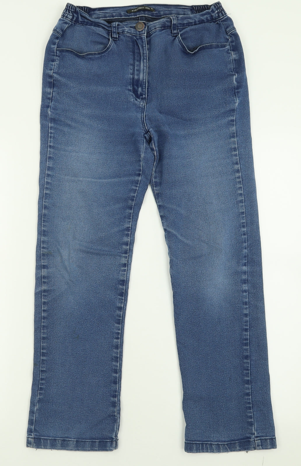 Bonmarché Womens Blue  Cotton Straight Jeans Size 10 L26 in Regular Button