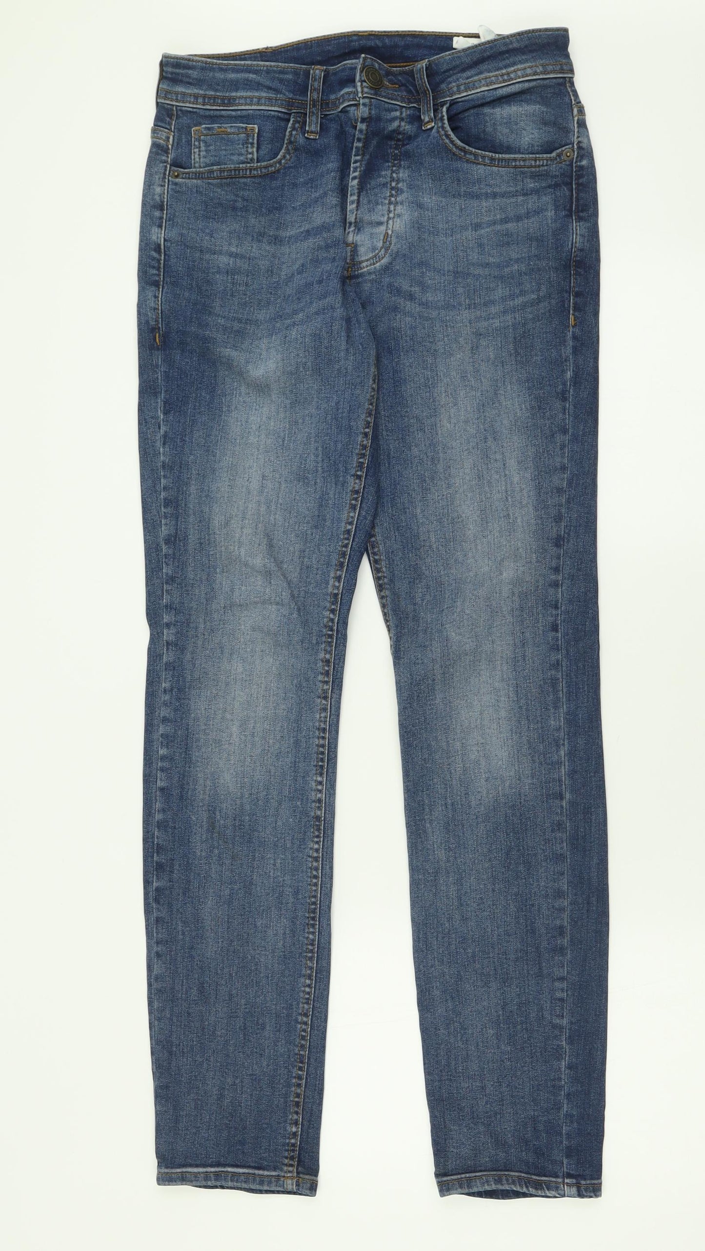 Denim & Co. Mens Blue  Cotton Straight Jeans Size 28 L32 in Regular Button