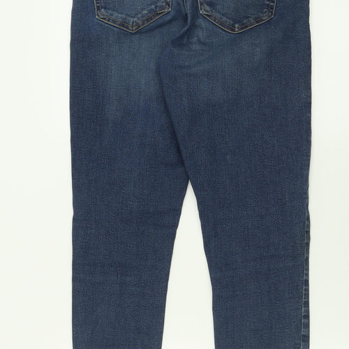 Topshop Womens Blue  Cotton Skinny Jeans Size 28 L32 in Regular Button