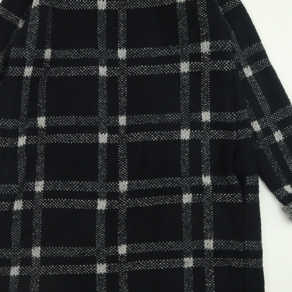Marks and Spencer Womens Black V-Neck Check Acrylic Cardigan Jumper Size S