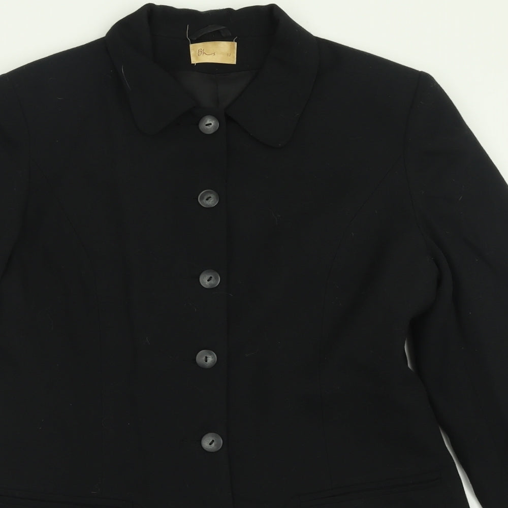 BHS Womens Black   Jacket Blazer Size 12  Button