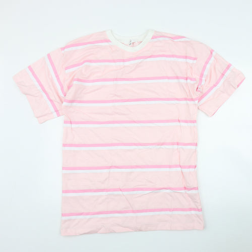 Missguided Womens Pink Striped Polyester T-Shirt Dress  Size 6  Round Neck Pullover