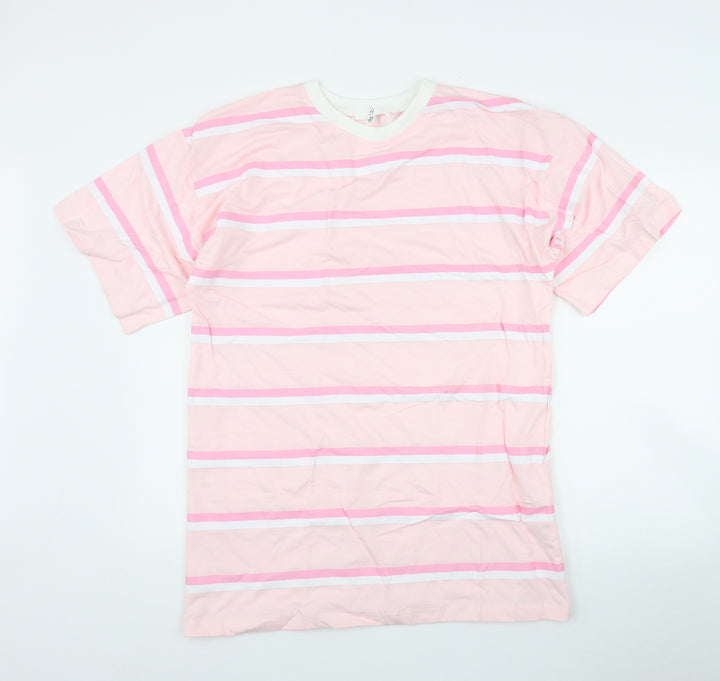 Missguided Womens Pink Striped Polyester T-Shirt Dress  Size 6  Round Neck Pullover