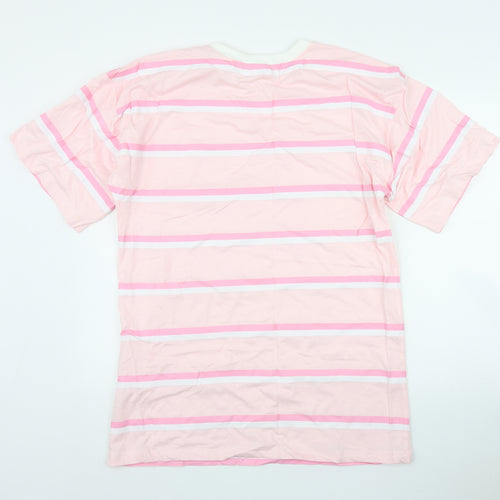 Missguided Womens Pink Striped Polyester T-Shirt Dress  Size 6  Round Neck Pullover