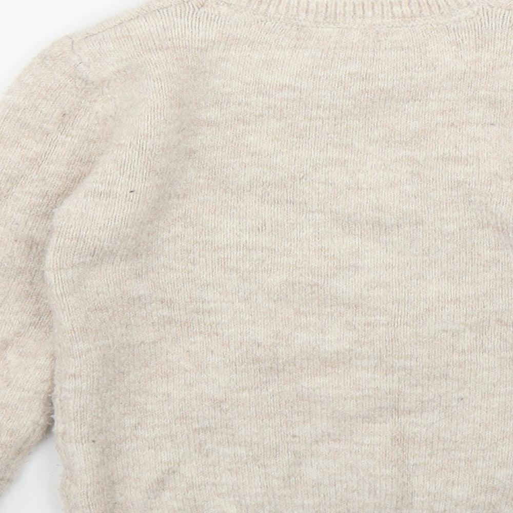 Primark Girls Beige Round Neck  Acrylic Pullover Jumper Size 4-5 Years  Pullover - Bunny