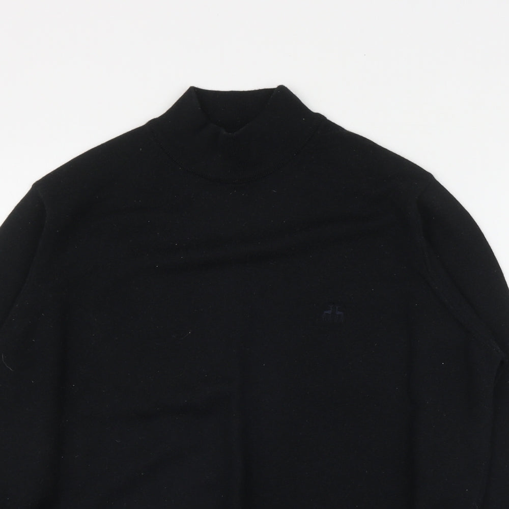 Karaca Mens Black Mock Neck  Cotton Pullover Jumper Size 2XL